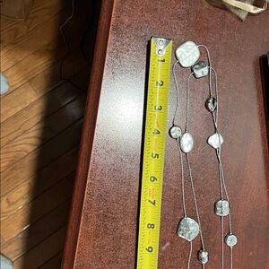 Chico's Silver and White Long Necklace